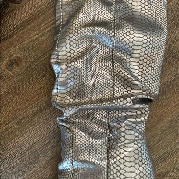 Metallic Silver Snake Skin Print Boots - Picture 2 of 5